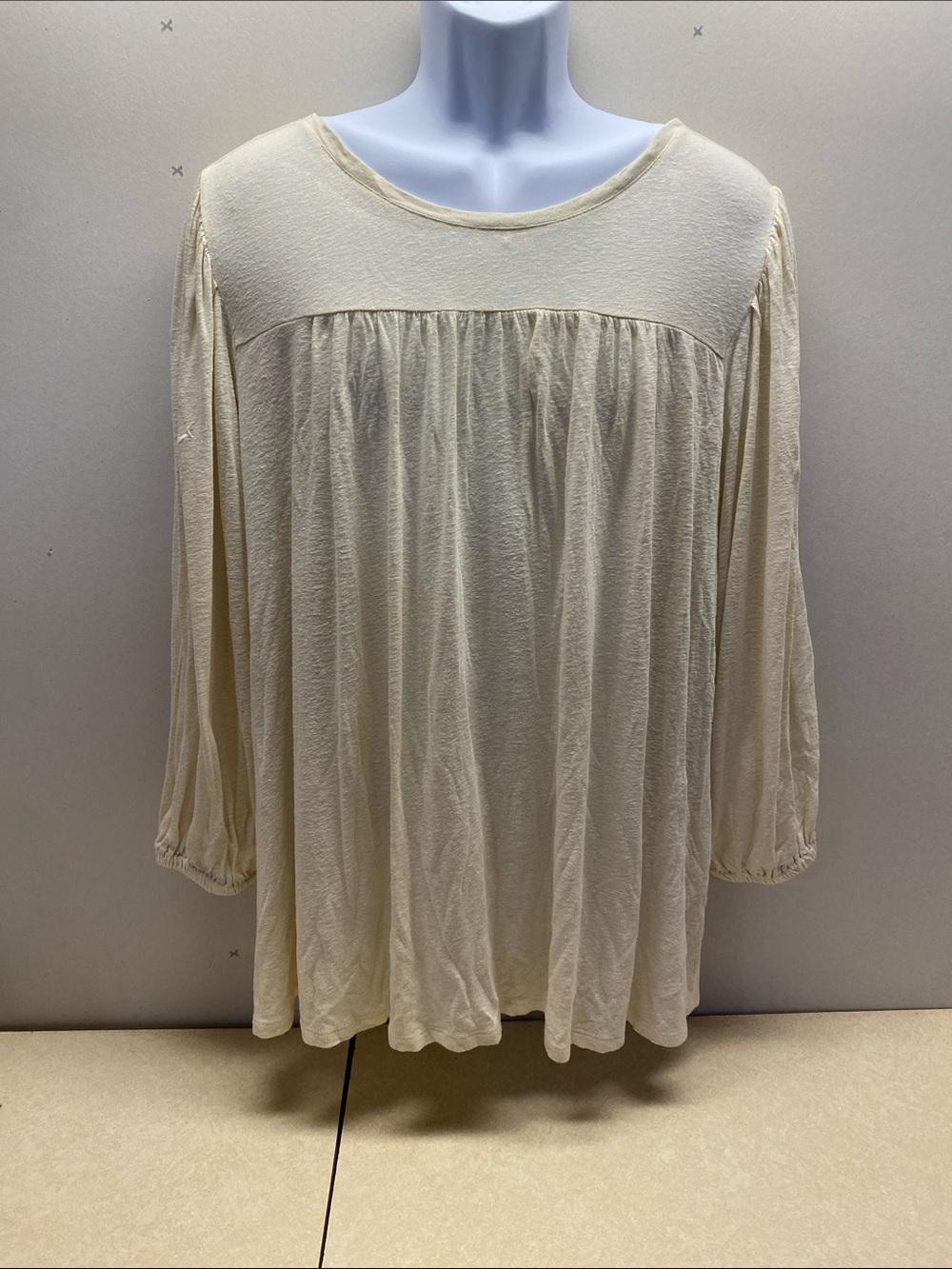 Lane Bryant Cream Gathered Yoke Boho Tunic